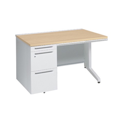 オカムラ オフィスデスク 完成日 組立不要 アドバンス 【中央引出しA3サイズ対応】 片袖机 L脚タイプ(シリンダー錠) 3段袖 中央引き出し付 標準タイプ 左袖 3V1TBL-MK54