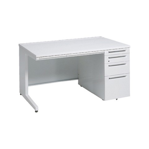 オカムラ オフィスデスク 完成日 組立不要 アドバンス 【中央引出しA3サイズ対応】 片袖机 L脚タイプ(シリンダー錠) 4段袖 中央引き出し付 標準タイプ 右袖 3V1WBJ-MK28