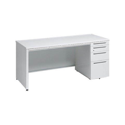 オカムラ オフィスデスク 完成日 組立不要 アドバンス 【中央引出しA3サイズ対応】 片袖机 パネル脚(シリンダー錠)4段袖 中央引き出し付 標準タイプ 右袖 3V1WGE-MK28