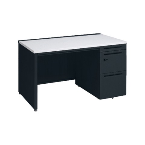 オカムラ オフィスデスク 完成日 組立不要 アドバンス 【中央引出しA3サイズ対応】 片袖脚 パネル脚(ダイヤル錠) 3段袖 中央引き出し付 コンセント対応タイプ 右袖 3V1YXL-MK61