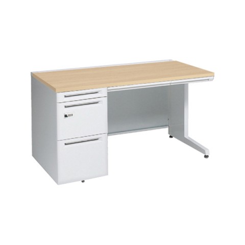 オカムラ オフィスデスク 完成日 組立不要 アドバンス 【中央引出しA3サイズ対応】 片袖机 L脚タイプ(ダイヤル錠) 3段袖 中央引き出し付 標準タイプ 左袖 3V1ZAJ-MK54