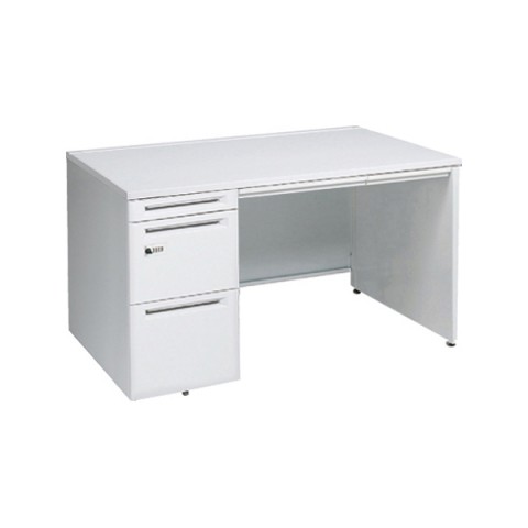 オカムラ オフィスデスク 完成日 組立不要 アドバンス 【中央引出しA3サイズ対応】 片袖脚 パネル脚(ダイヤル錠) 3段袖 中央引き出し付 コンセント対応タイプ 左袖 3V1ZYK-MK28