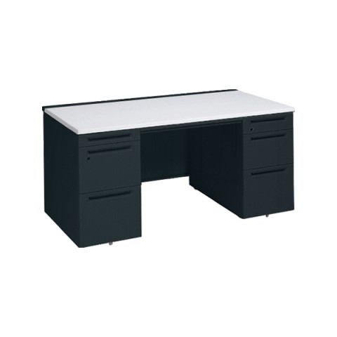 オカムラ オフィスデスク 完成日 組立不要 アドバンスエス 【中央引出しA3サイズ対応】 両袖デスク 左3段袖+右3段袖(小引出し+B5+A4/B4兼用) 3VANBF-MK61