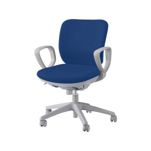 ライオン オフィスチェア 完成日 組立不要 セレーナ サークルアームタイプ フリーシンクロタイプ 布張り ローバック No.2911F 420-05