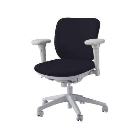 ライオン オフィスチェア 完成日 組立不要 セレーナ フレキシブルアームタイプ フリーシンクロタイプ 布張り ローバック No.2912F 420-14