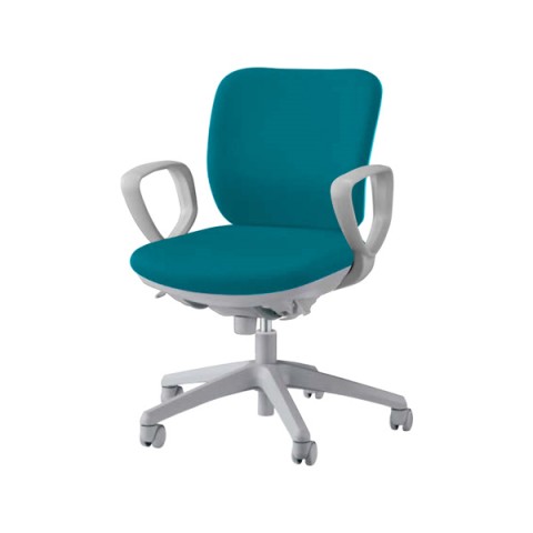 ライオン オフィスチェア 完成日 組立不要 セレーナ サークルアームタイプ ロッキングストッパー付シンクロタイプ 布張り ローバック No.2931F 420-58