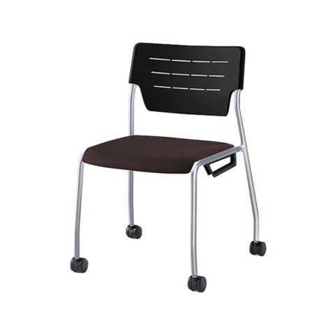 イトーキ ミーティングチェア・多目的チェア 完成日 組立不要 エレック エスシー 4本脚キャスタータイプ 背パッドなし 脚フレームカラー(シルバーメタリック) シェルカラー(ブラック) ウレタン双輪キャスター 抗ウイルス加工布地 5号 KLC958PVSZ5T1H2