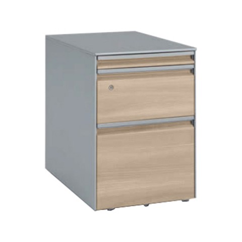 オカムラ デスクワゴン・脇机 完成日 組立不要 プリシード 上下昇降デスク用ワゴン ソフトクローズタイプ 本体色:スキップシルバー 3A33AC-ZB41