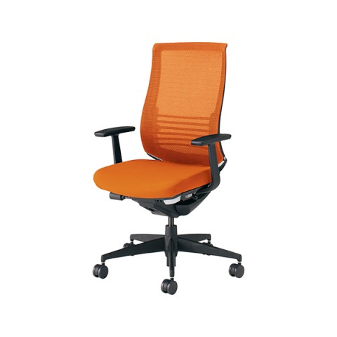 コクヨ オフィスチェア 完成日 組立不要 ベゼル 樹脂タイプ ファンクショナルタイプ(ランバーサポート付き) T型肘 ブラックフレーム(背座同色) ポリウレタン巻きキャスター CR-2823E6GMY4-VN