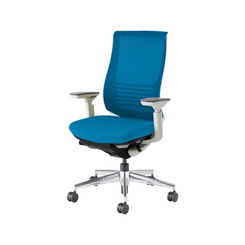 コクヨ オフィスチェア 完成日 組立不要 ベゼル アルミポリッシュタイプ ファンクショナルタイプ(ランバーサポート付き) 可動肘 ホワイトフレーム(背座同色) ポリウレタン巻きキャスター CR-A2833E1GMT4-VNN