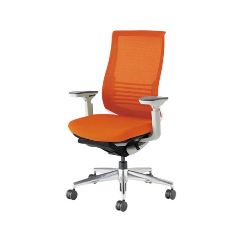 コクヨ オフィスチェア 完成日 組立不要 ベゼル アルミポリッシュタイプ ファンクショナルタイプ(ランバーサポート付き) 可動肘 ホワイトフレーム(背座同色) ポリウレタン巻きキャスター CR-A2833E1GMY4-VNN