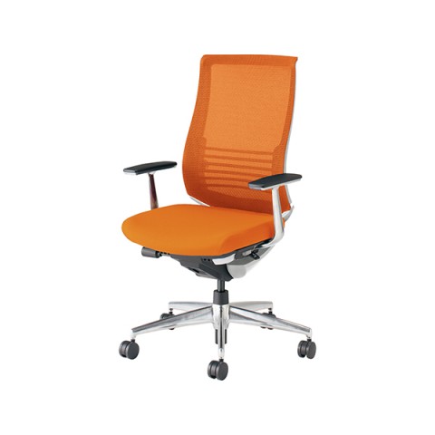 コクヨ オフィスチェア 完成日 組立不要 ベゼル アルミポリッシュタイプ ファンクショナルタイプ(ランバーサポート付き) アルミ肘 ホワイトフレーム(背座同色) ポリウレタン巻きキャスタ CR-A2863E1GMY4-VN