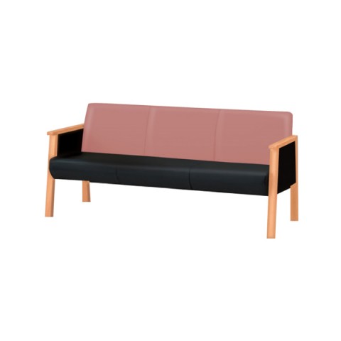 イトーキ ロビーベンチ・長椅子 完成日 組立不要 ロビーチェア LZ スタンダードタイプ 3連外肘付 ビニールレザー LLZ-133D-T1M6