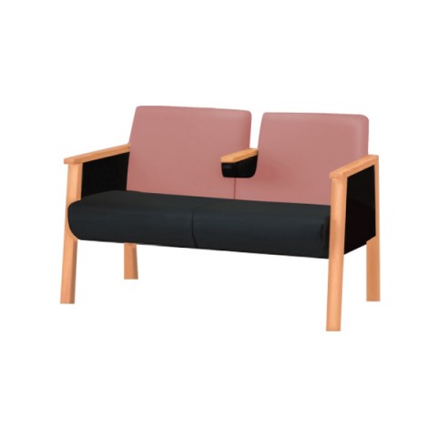 イトーキ ロビーベンチ・長椅子 完成日 組立不要 ロビーチェア LZ スタンダードタイプ 2連全肘付 ビニールレザー LLZ-142D-T1M6