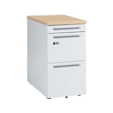 オカムラ デスクワゴン・脇机 完成日 組立不要 アドバンス 3段 ダイヤル錠 700D用 3V32AD-MK54