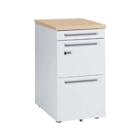 オカムラ デスクワゴン・脇机 完成日 組立不要 アドバンス 3段 ダイヤル錠 600D用 3V32AF-MK54