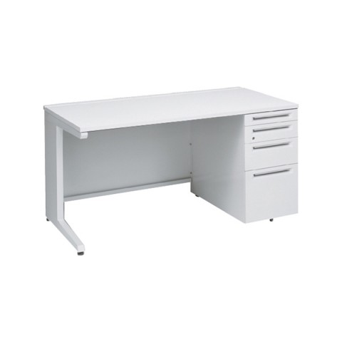 オカムラ オフィスデスク 完成日 組立不要 アドバンス 片袖机 L脚タイプ(シリンダー錠) 4段袖 中央引き出し無 標準タイプ 右袖 3V1BBH-MK28