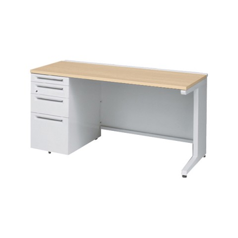 オカムラ オフィスデスク 完成日 組立不要 アドバンス 片袖机 L脚タイプ(シリンダー錠) 4段袖 中央引き出し無 標準タイプ 左袖 3V1DCH-MK54