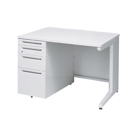 オカムラ オフィスデスク 完成日 組立不要 アドバンス 片袖机 L脚タイプ(シリンダー錠) 4段袖 中央引き出し無 コンセント対応タイプ 左袖 3V1DML-MK28