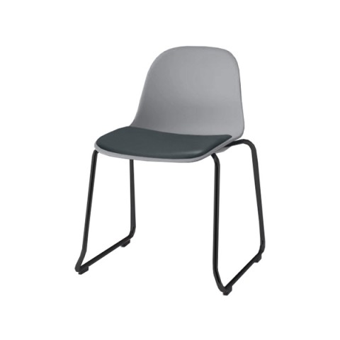 イトーキ ミーティングチェア・多目的チェア 完成日 組立不要 ニーノチェア 座パッド(ウレタンレザー) ループ脚 脚カラー(ブラック) KLU-202DK-T1W3