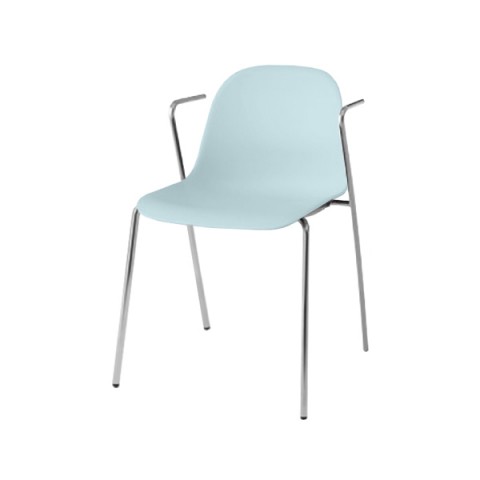 イトーキ ミーティングチェア・多目的チェア 完成日 組立不要 ニーノチェア ヌードシェル 肘付 脚カラー(クロームメッキ) KLU-205-Z9S4