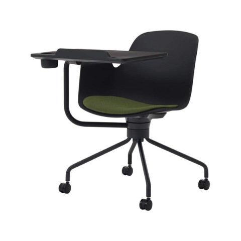 コクヨ ミーティングチェア・多目的チェア 完成日 組立不要 オールインワン 座クッションタイプ ミドルタイプ ブラック塗装脚(背座回転) メモ台付きチェアー K02-B812W-BKLK2