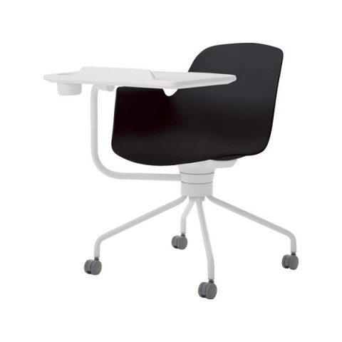 コクヨ ミーティングチェア・多目的チェア 完成日 組立不要 オールインワン 背座樹脂タイプ ミドルタイプ ホワイト塗装脚(背座回転) メモ台付きチェアー K02-W802W-BKX2