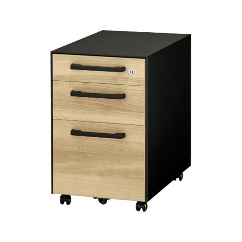 プラス デスクワゴン・脇机 完成日 組立不要 エクセフ デスク タイプエルエックス XF CABINET 600 奥行 3段キャビ XC-XF046SC-3 649-412