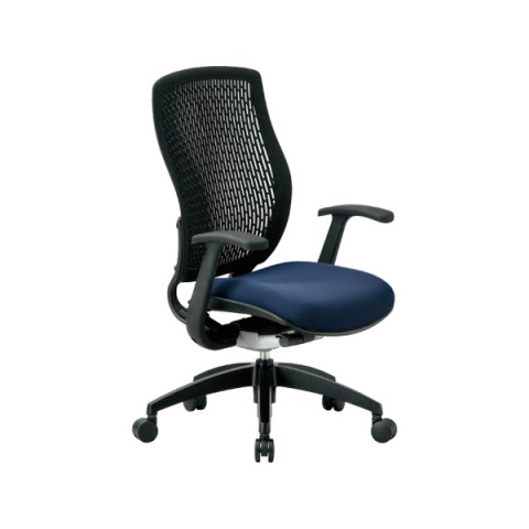 トヨスチール オフィスチェア  TS-1500 座カラーセレクトタイプ ハイバック 肘付 TS-1535FG3-BK TS-1535FG3DBU-BK 21-0393-1