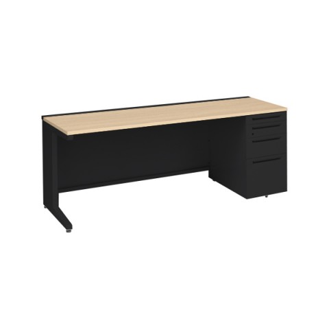 オカムラ オフィスデスク 完成日 組立不要 アドバンス 片袖机 L脚タイプ(シリンダー錠) 4段袖 中央引き出し無 標準タイプ 右袖 3V1BAE-MK57