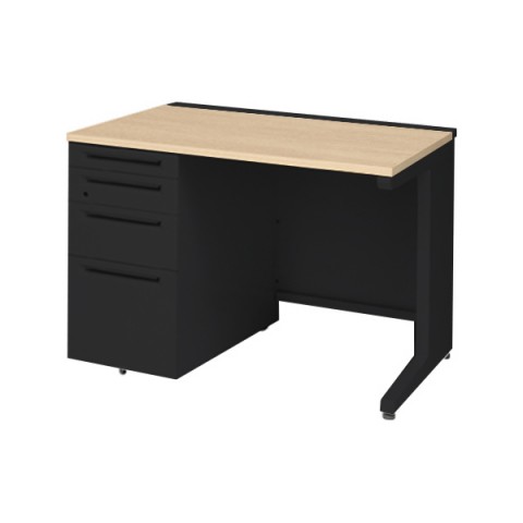 オカムラ オフィスデスク 完成日 組立不要 アドバンス 片袖机 L脚タイプ(シリンダー錠) 4段袖 中央引き出し無 標準タイプ 左袖 3V1DAL-MK57