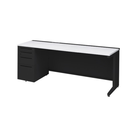 オカムラ オフィスデスク 完成日 組立不要 アドバンス 片袖机 L脚タイプ(シリンダー錠) 4段袖 中央引き出し無 コンセント対応タイプ 左袖 3V1DNE-MK61