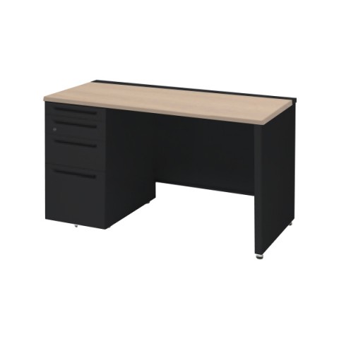 オカムラ オフィスデスク 完成日 組立不要 アドバンス 片袖机 パネル脚(シリンダー錠)4段袖 中央引き出し無 標準タイプ 左袖 3V1DGK-MK57