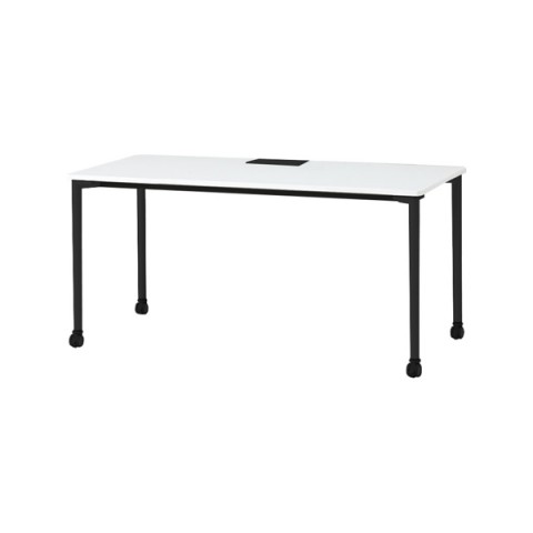 イトーキ オフィスデスク 完成日 組立不要 アクティブフィールド パーソナルテーブル 角型 H720 キャスター脚 脚カラー:サテンブラックT 配線口タイプ AF-1507PWC1-TL