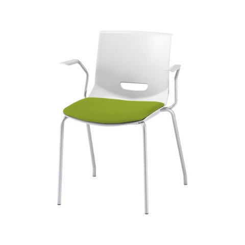 プラス ミーティングチェア・多目的チェア 完成日 組立不要 ユービー 4本脚タイプ 肘付 座クッションタイプ MB-UB04S 15-489