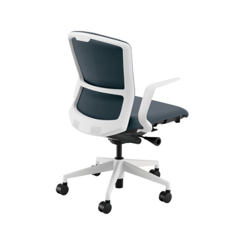 ウチダ オフィスチェア 完成日 組立不要 エルフィ ホワイトフレーム 両面クロスタイプ ミドルバック ホワイト脚 ナイロンキャスター L型肘付 ELA2-310C-WS 5-354-2113