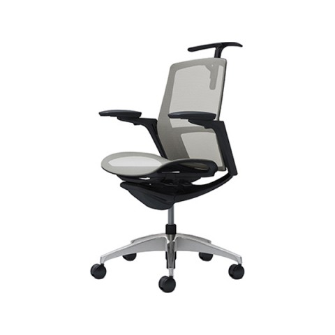 オカムラ オフィスチェア 完成日 組立不要 フィノラ ミドルバック アジャストアーム 座メッシュ ブラックパネル ブラックボディ ポリッシュ脚 ハンガー付 C782AR-F1E3