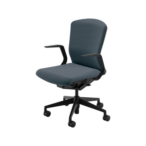 ウチダ オフィスチェア 完成日 組立不要 エルフィ ブラックフレーム 両面クロスタイプ ミドルバック ブラック脚 ナイロンキャスター L型肘付 ELA2-310C-BS 5-354-0113