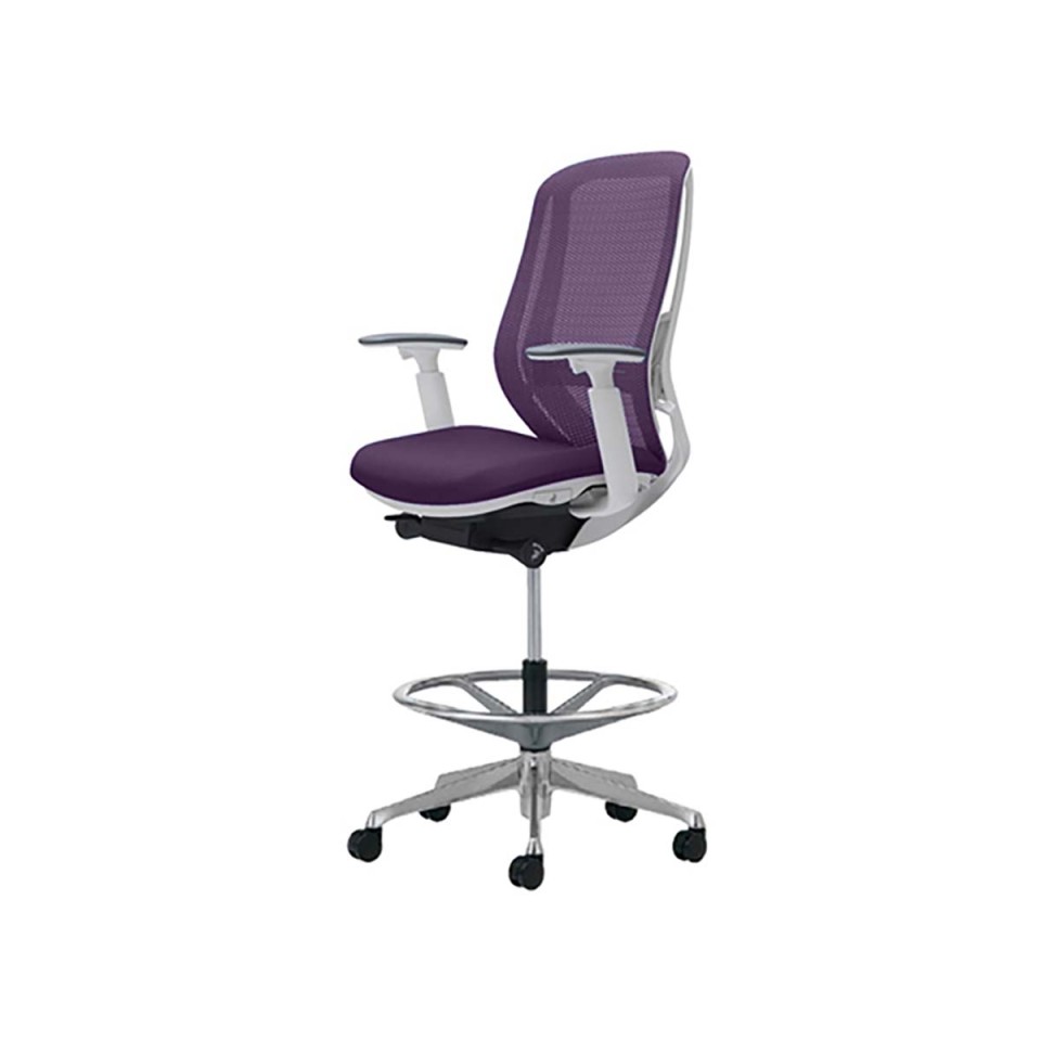 オカムラ オフィスチェア 完成日 組立不要 シルフィー ハイバック ハイチェア メッシュタイプ アジャストアーム付 ホワイトボディ アルミポリッシュ脚 ランバー付 ナイロンキャスター C685HZ-FMP0