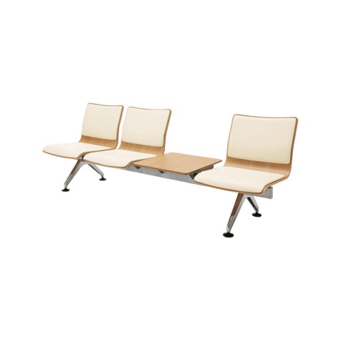 コクヨ ロビーベンチ・長椅子 完成日 組立不要 7700 3人用テーブル付き 張り地:エコPVCレザー(耐アルコール) CN-7704TVZMW