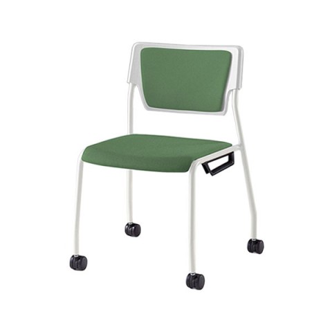 イトーキ ミーティングチェア・多目的チェア 完成日 組立不要 エレック エスシー 4本脚キャスタータイプ 背座クッション付 脚フレームカラー(ホワイト) シェルカラー(オフホワイト) ナイロン双輪キャスター 抗ウイルス加工布地 4号 KLC-969PVW9W8Q2