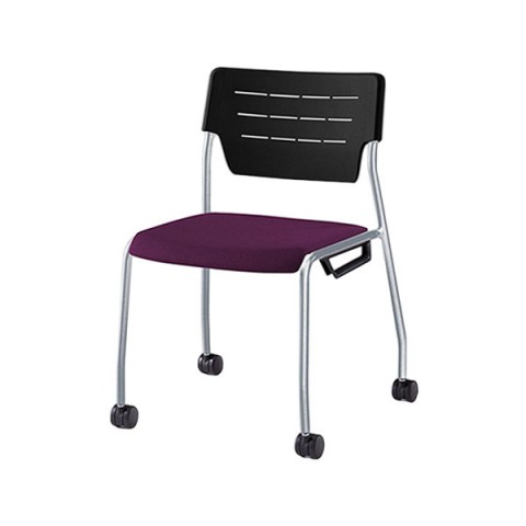 イトーキ ミーティングチェア・多目的チェア 完成日 組立不要 エレック エスシー 4本脚キャスタータイプ 背パッドなし 脚フレームカラー(シルバーメタリック) シェルカラー(ブラック) ウレタン双輪キャスター 抗ウイルス加工布地 4号 KLC948PVSZ5T1X7