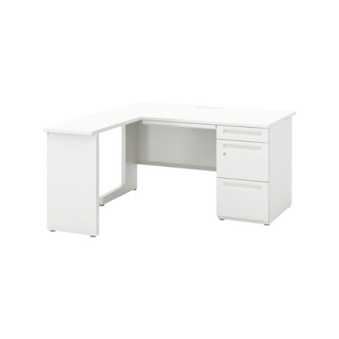 ウチダ オフィスデスク 完成日 組立不要 スカエナエイチ700 エスタイプ L型片袖デスク D800(ロング) A4-3段 L型片SS148A-LSKH7 5-117-1230