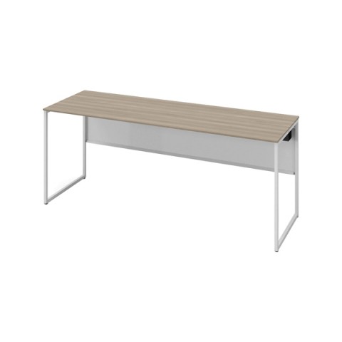 オカムラ オフィスデスク 完成日 組立不要 ソリスト フレーム脚 平机 スタンダードタイプ(720H) D600 脚色ネオホワイト メラミン天板(プライズウッド) 3K20NA-MU04