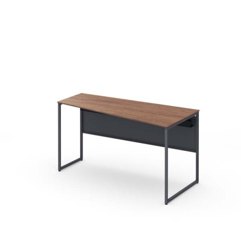 オカムラ オフィスデスク 完成日 組立不要 ソリスト フレーム脚 台形天板 スタンダードタイプ(720H) 右タイプ 脚色アクセントカラー(ダークグレー) メラミン天板(ティンバーウッド) 3K20ED-MHK8