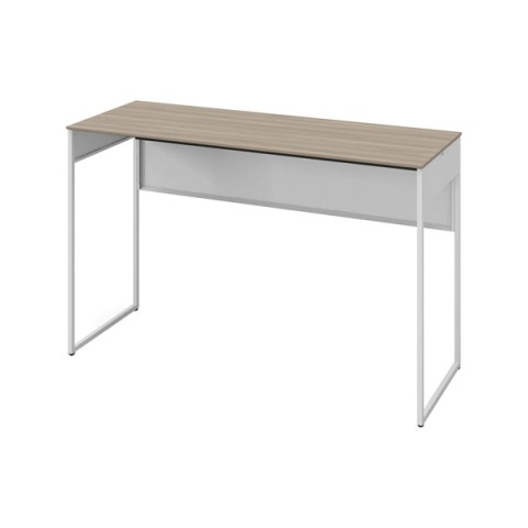 オカムラ オフィスデスク 完成日 組立不要 ソリスト フレーム脚 平机 ハイタイプ(1000H) D600 脚色ネオホワイト メラミン天板(プライズウッド) 3K21NB-MU04
