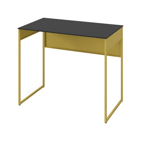 オカムラ オフィスデスク 完成日 組立不要 ソリスト フレーム脚 平机 ハイタイプ(1000H) D700 脚色アクセントカラー(イエロー) 塗装天板(ブラック) 3K2BLE-MHL5