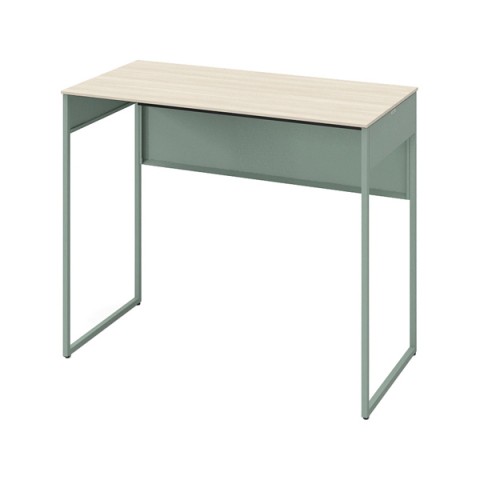オカムラ オフィスデスク 完成日 組立不要 ソリスト フレーム脚 平机 ハイタイプ(1000H) D600 脚色アクセントカラー(セージ) メラミン天板(プライズウッド) 3K21NE-MHJ3