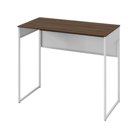 オカムラ オフィスデスク 完成日 組立不要 ソリスト フレーム脚 平机 ハイタイプ(1000H) D600 脚色ネオホワイト メラミン天板(プライズウッド) 3K21NE-MU05