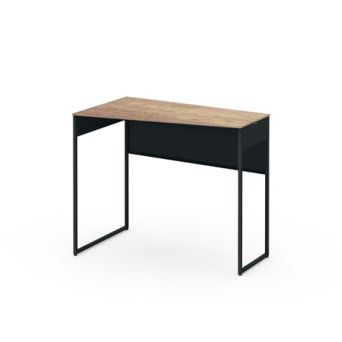 オカムラ オフィスデスク 完成日 組立不要 ソリスト フレーム脚 台形天板 ハイタイプ(1000H) 左タイプ 脚色ブラック メラミン天板(ティンバーウッド) 3K21HE-MGL2